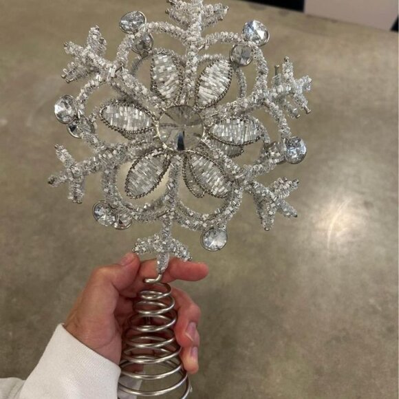 Christmas tree topper. Silver/beaded. New! - Picture 9 of 10
